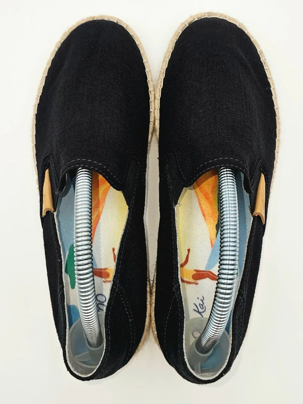 Olukai Kaula Pa'a Kapa Black Convertible Espadrille Sandals Shoes Women's Size 9